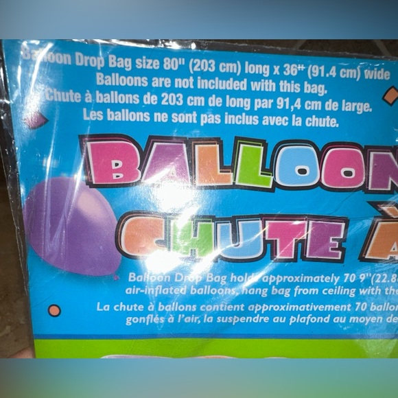 Balloon Drop Bags 80" x 36". Holds 70 9" or 150 5". Balloons are not included. - Picture 4 of 5